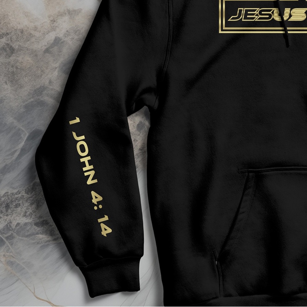 Men’s Hoodie Jesus Saves Us Christian Faith Bible Verse Sweatshirt - Picture 3 of 3